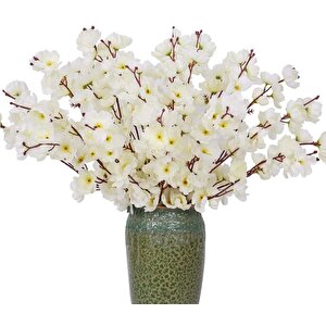 Yapay Çiçek Bahardalı Japon Kiraz Çiçeği 9 Dallı 40cm Beyaz