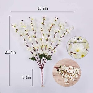 Yapay Çiçek Bahardalı Japon Kiraz Çiçeği 9 Dallı 40cm Beyaz