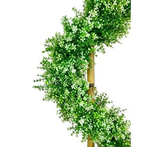 Yapay Ağaç Spiral Beyaz Yonca Şimşir Ağacı 160cm Bambu Saplı Salon Bitkisi