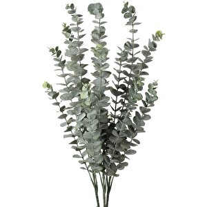 3lü Set Yapay Çiçek Pastel Yeşil Okaliptus 3dallı Uzun Dal 76cm Eucalyptus