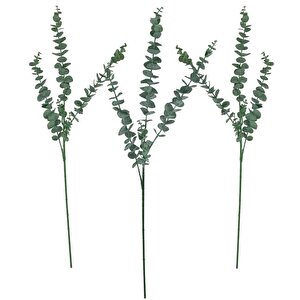 3lü Set Yapay Çiçek Pastel Yeşil Okaliptus 3dallı Uzun Dal 76cm Eucalyptus