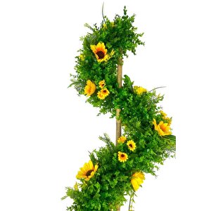 Yapay Ağaç Ay Çiçekli Spiral Şimşir Ağacı 160cm Bambu Saplı Salon Bitkisi