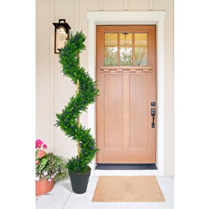 Yapay Ağaç Spiral Mor Lavanta Şimşir Ağacı 160cm Bambu Saplı Salon Bitkisi