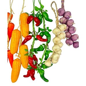 Yapay Sebze Salkımı 6lı Set Süs Sahte Yapay Meyve Sebze Karışık Paket