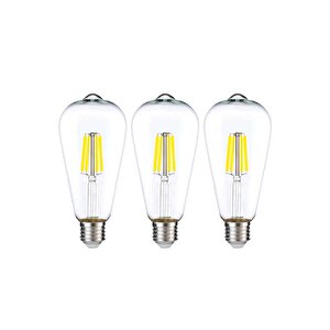 Dekoratif Rustik Led Armut Ampul E27 St64 6w 6500k Beyaz Işık 3'lü Erd-209