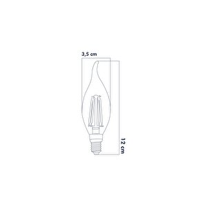 Dekoratif Kıvrık Buji Mum Avize Ampulü 6w E14 6500k Beyaz Işık 5'li Erd-94