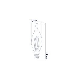 Dekoratif Kıvrık Buji Mum Avize Ampulü 6w E14 6500k Beyaz Işık 10'lu Erd-94