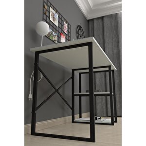 Bofigo 60x120 Cm 2 Raflı Çalışma Masası Bilgisayar Masası Ofis Ders Yemek Masası Beyaz