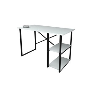 Bofigo 60x120 Cm 2 Raflı Çalışma Masası Bilgisayar Masası Ofis Ders Yemek Masası Beyaz
