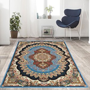 Bambu Halı Salon Halısı Post Pelüş Halı Klasik Desenli Karma Renkli Halı 100x150 cm