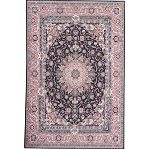 Bambu Halı Salon Halısı Post Pelüş Halı Klasik Desenli Siyah Turuncu Halı 150x230 cm