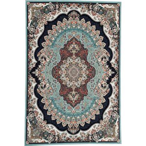 Bambu Halı Salon Halısı Post Pelüş Halı Klasik Desenli Siyah Yeşil Renklerde Halı 150x230 cm