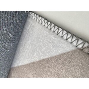 Bambu Halı Salon Halısı Post Pelüş Halı Abstrak Geometrik Desenli Krem Tonlarda 100x150 cm