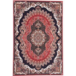 Bambu Halı Salon Halısı Post Pelüş Halı Klasik Desenli Kahve Kırmızı Renklerde Halı 100x150 cm