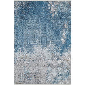 Mavi Salon&yolluk Dijital Baskılı Makinede Yıkanabilir Kaymaz Taban Saçaklı Halı Ha373 240x340 cm