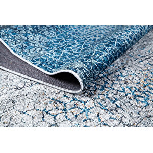 Mavi Salon&yolluk Dijital Baskılı Makinede Yıkanabilir Kaymaz Taban Saçaklı Halı Ha373 240x340 cm