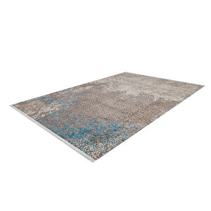 Halı Atölyesi Kahverengi Salon&yolluk Dijital Baskılı Makinede Yıkanabilir Kaymaz Taban Saçaklı Halı Ha374