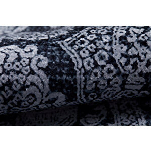 Halı Atölyesi Antrasit Salon&yolluk Dijital Baskılı Makinede Yıkanabilir Kaymaz Taban Saçaklı Halı Ha188