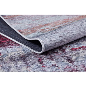 Gri Salon&yolluk Dijital Baskılı Makinede Yıkanabilir Kaymaz Taban Saçaklı Halı Ha242 80x500 cm