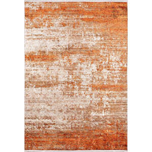 Turuncu Salon&yolluk Dijital Baskılı Makinede Yıkanabilir Kaymaz Taban Saçaklı Halı Ha255 80x500 cm