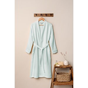 Unisex Kimono 4 Kat Müslin Bornoz Mint S/M