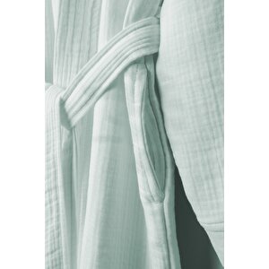 Unisex Kimono 4 Kat Müslin Bornoz Mint S/M