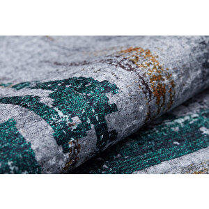 Halı Atölyesi Antrasit Salon&yolluk Dijital Baskılı Makinede Yıkanabilir Kaymaz Taban Saçaklı Halı Ha241