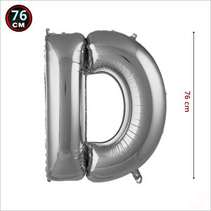 D Harf Gümüş Folyo Balon - 76 Cm