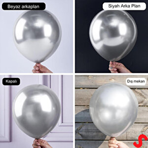 Mirror Ayna Krom Balon, 30cm X 5 Adet - Gümüş