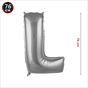 L Harf Gümüş Folyo Balon - 76 Cm