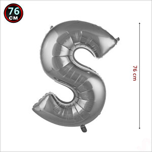 S Harf Gümüş Folyo Balon - 76 Cm
