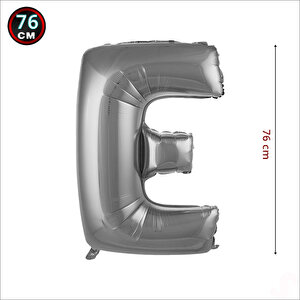 E Harf Gümüş Folyo Balon - 76 Cm