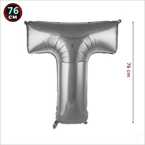T Harf Gümüş Folyo Balon - 76 Cm
