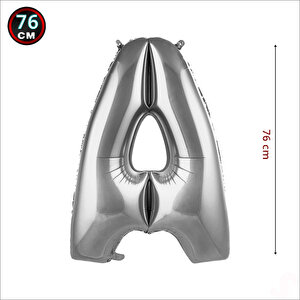 A Harf Gümüş Folyo Balon - 76 Cm