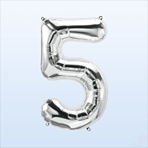 5 Yaş Rakam Gümüş Folyo Balon - 76 Cm