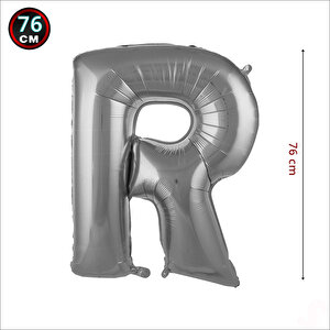 R Harf Gümüş Folyo Balon - 76 Cm