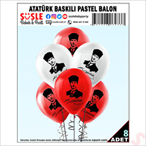 Atatürk Baskılı Pastel Balon, 30cm X 8 Adet