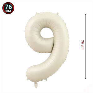 9 Yaş Rakam Krem Folyo Balon - 76 Cm