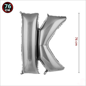 K Harf Gümüş Folyo Balon - 76 Cm
