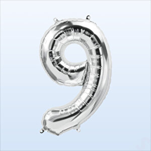 9 Yaş Rakam Gümüş Folyo Balon - 76 Cm