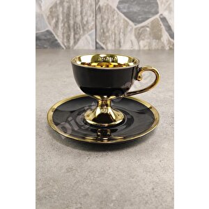 Digithome Porselen 2 Kişilik Yaldızlı Kahve Fincan Takımı Siyah - İst-72 C320.049