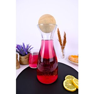 Ahşap Top Kapaklı Cam Su Ve Meşrubat Sürahisi Karaf Şişe 1000 Ml – 80111 C320.016