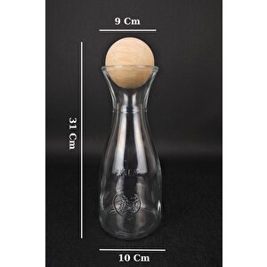 Digithome Ahşap Top Kapaklı Cam Su Ve Meşrubat Sürahisi Karaf Şişe 1000 Ml – 80111 C320.016