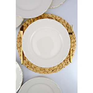 Liana 6’lı Porselen Servis Tabağı Seti Gold Yaldızlı 27 Cm Krem – Tl4036280 C320.225