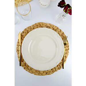 Digithome Liana 6’lı Porselen Servis Tabağı Seti Gold Yaldızlı 27 Cm Krem – Tl4036280 C320.225