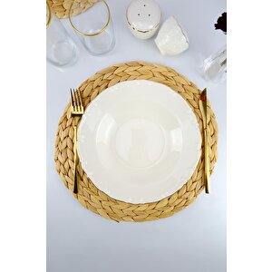 Digithome Liana 6’lı Porselen Çukur Yemek Tabağı Seti Gold Yaldızlı 23 Cm Krem – Tl4027707 C320.225