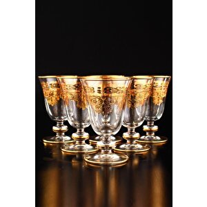Buket 6’lı Ayaklı Cam Meşrubat Bardak Seti Takımı Gold Yaldızlı – 44469 C320.004