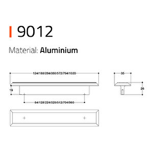 9012 Line-çizgili Kulp Altın Renk Tek Adet 512 Mm