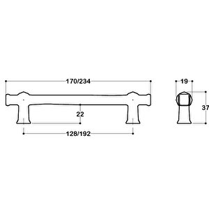 4223 Klasik Kulp Antik Renk 192 Mm