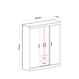 Fulya 4 Kapak 2 Çekmece Gardırop